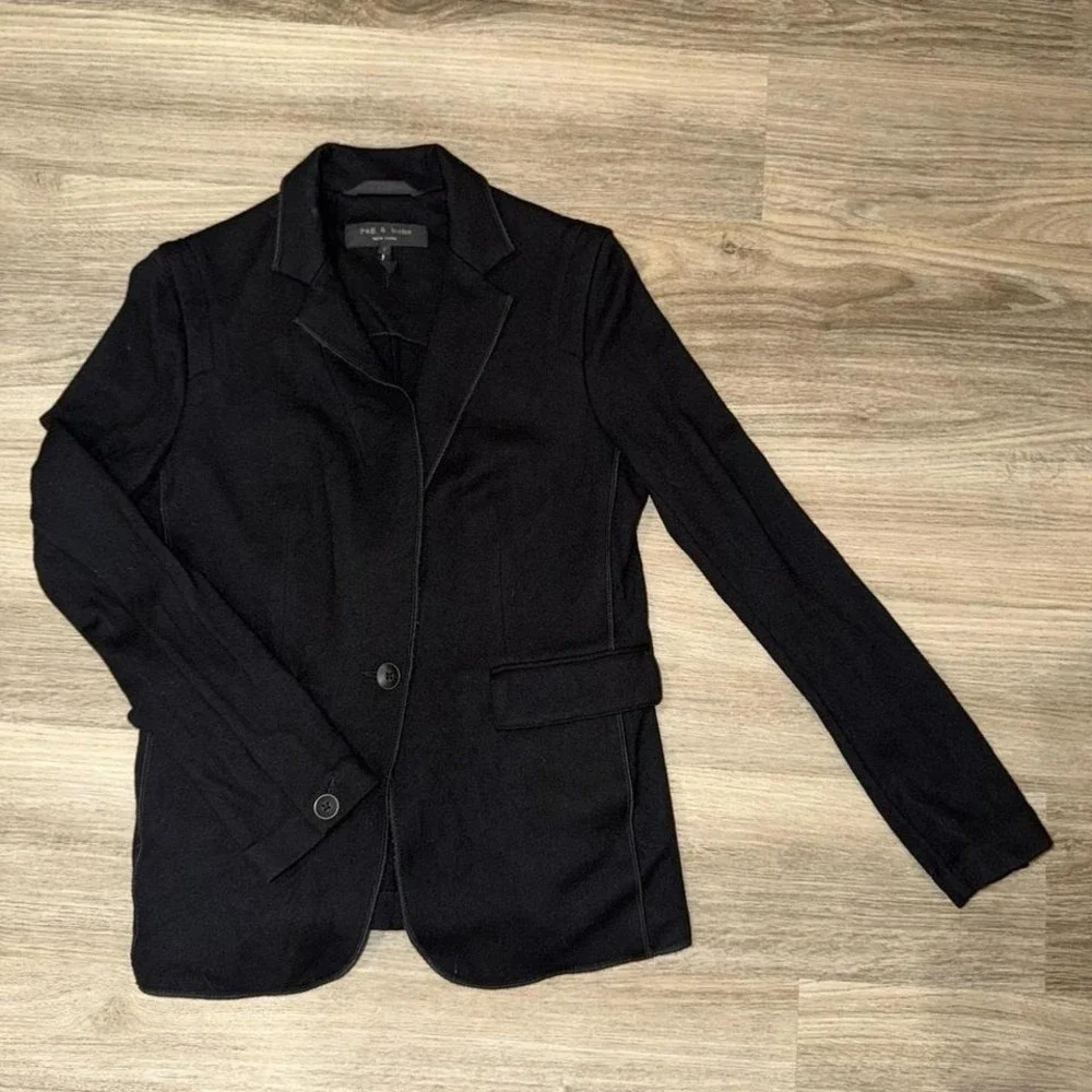 Rag & Bone New York Black 100% Wool Tailored Blazer Jacket‎ Size 2 Made in USA